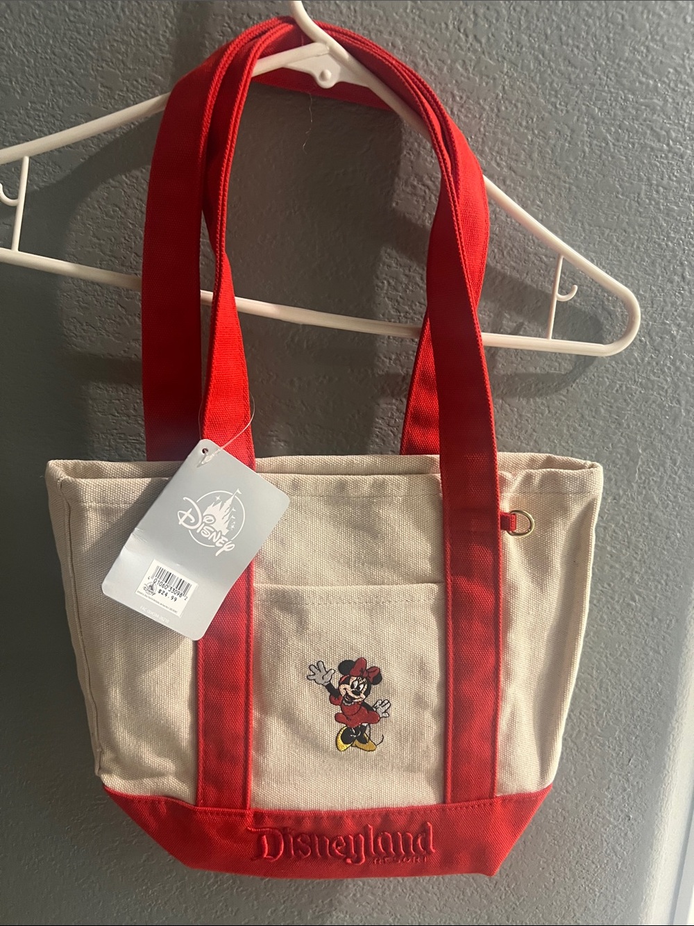 Disney Canvas Tote with Minnie Mouse in Cream and Red